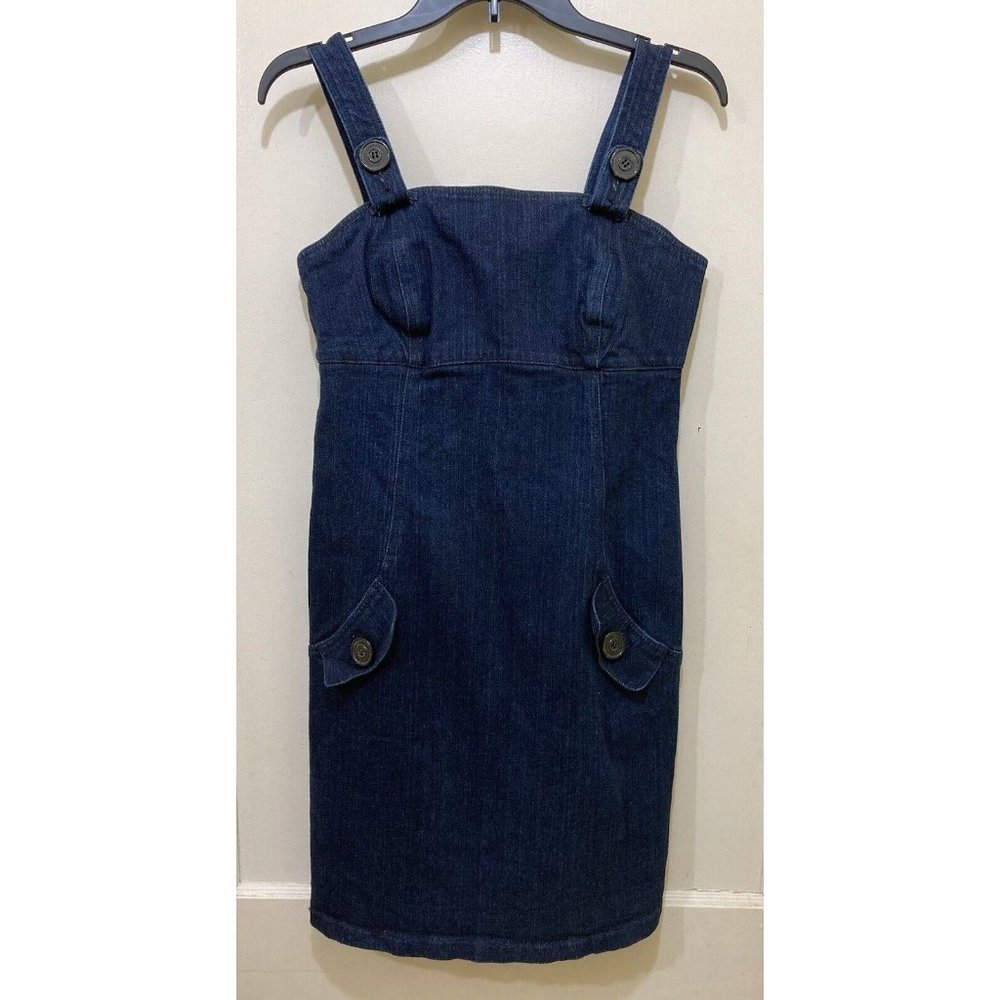 Vintage Overall Denim Dress Size 6 Dark Blue Wash Pockets Bianca Nygard Weekend‎